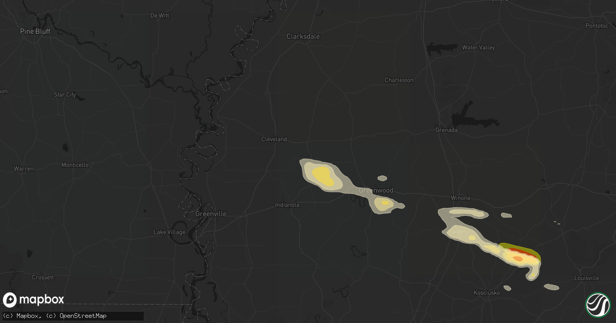 Hail map in Doddsville, MS on May 10, 2026