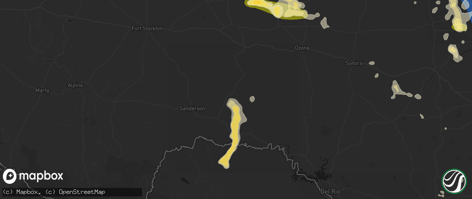 Hail map in Dryden, TX on May 10, 2026