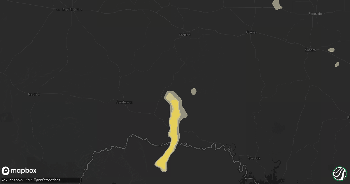 Hail map in Dryden, TX on May 10, 2026
