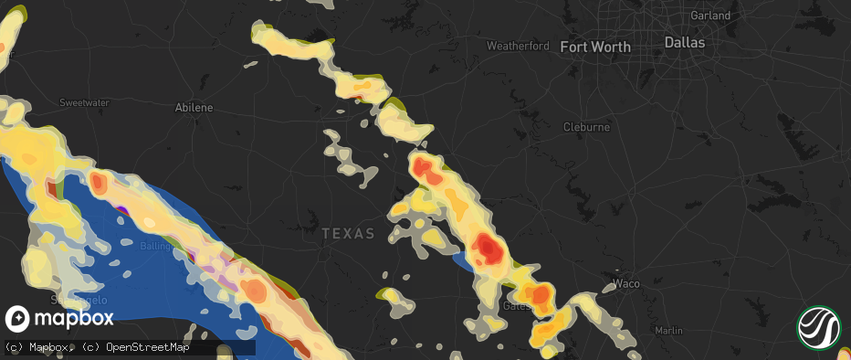 Hail map in Dublin, TX on May 10, 2026