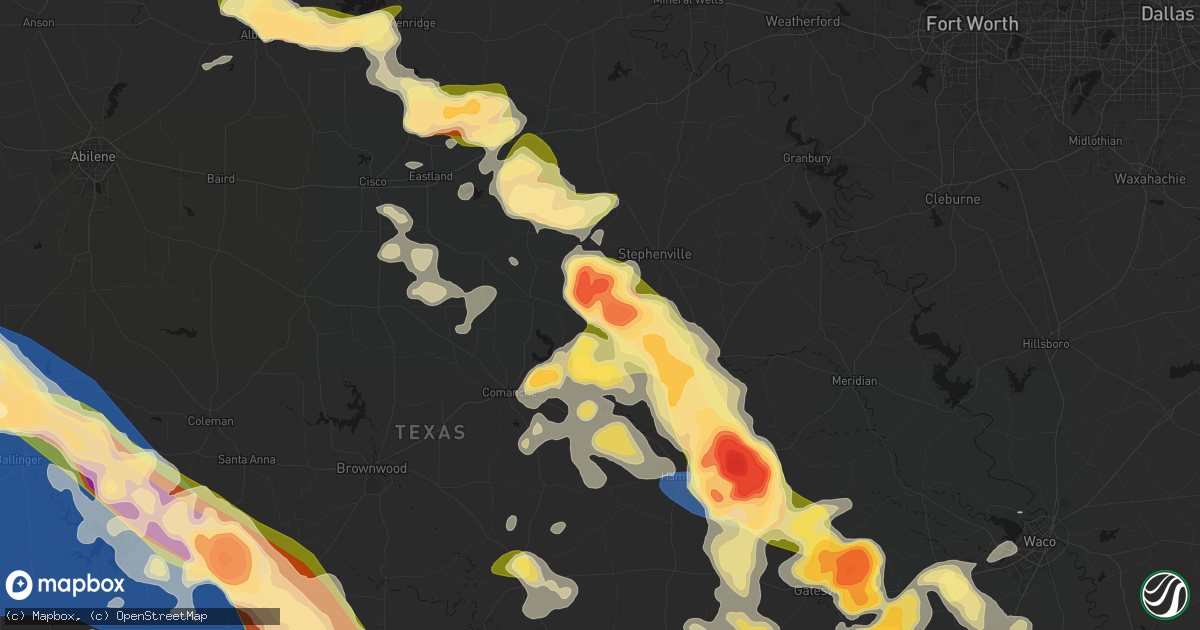 Hail map in Dublin, TX on May 10, 2026