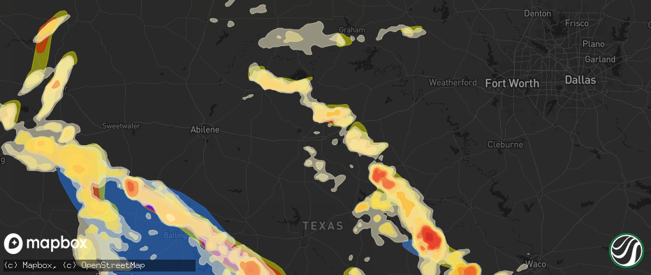 Hail map in Eastland, TX on May 10, 2026