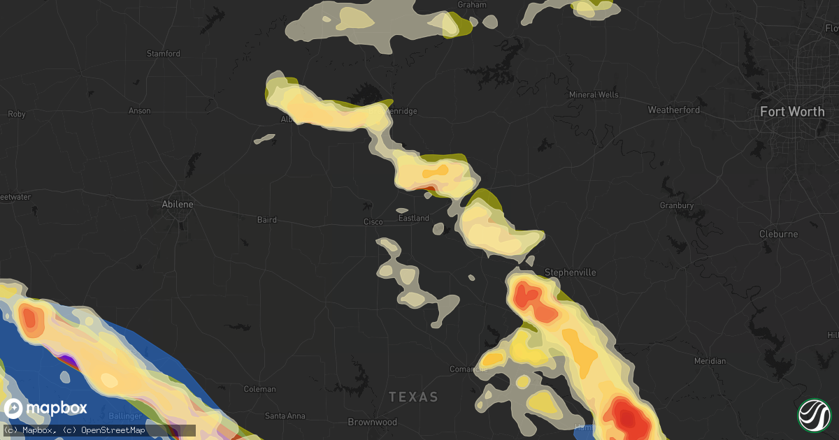 Hail map in Eastland, TX on May 10, 2026