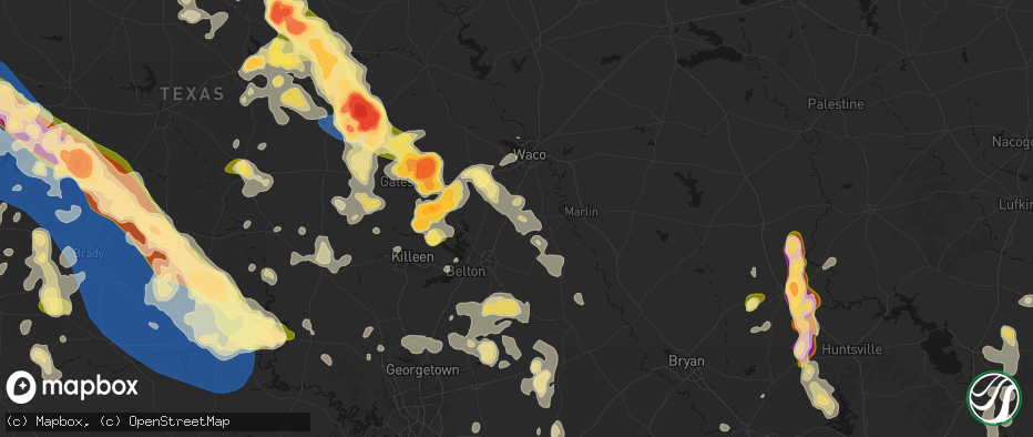 Hail map in Eddy, TX on May 10, 2026