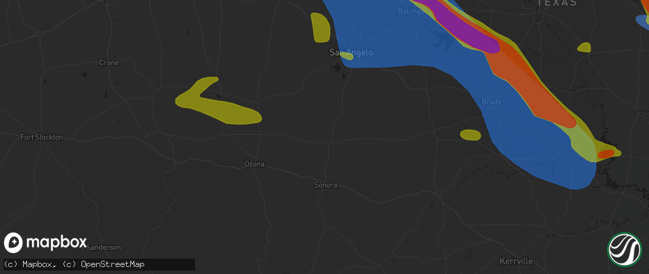 Hail map in Eldorado, TX on May 10, 2026