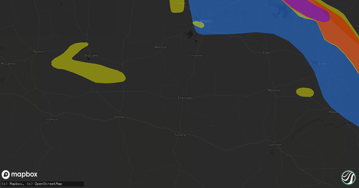Hail map in Eldorado, TX on May 10, 2026