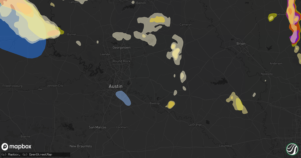 Hail map in Elgin, TX on May 10, 2026