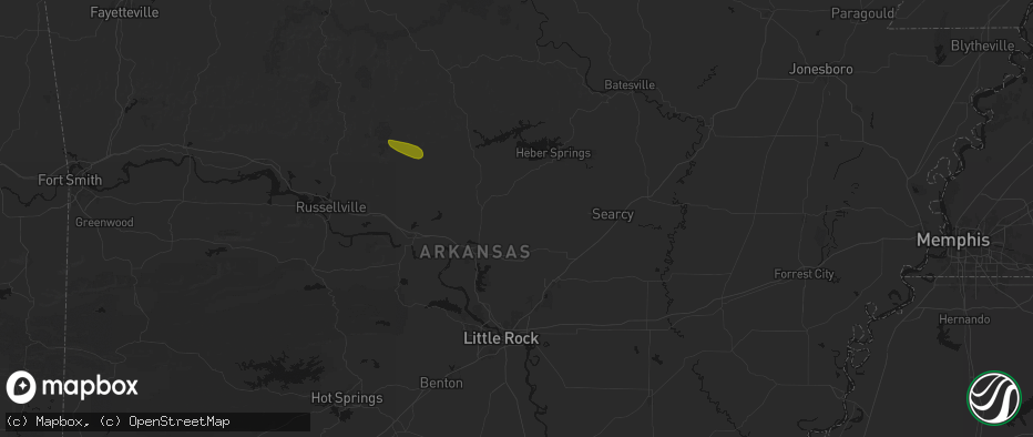 Hail map in Enola, AR on May 10, 2026