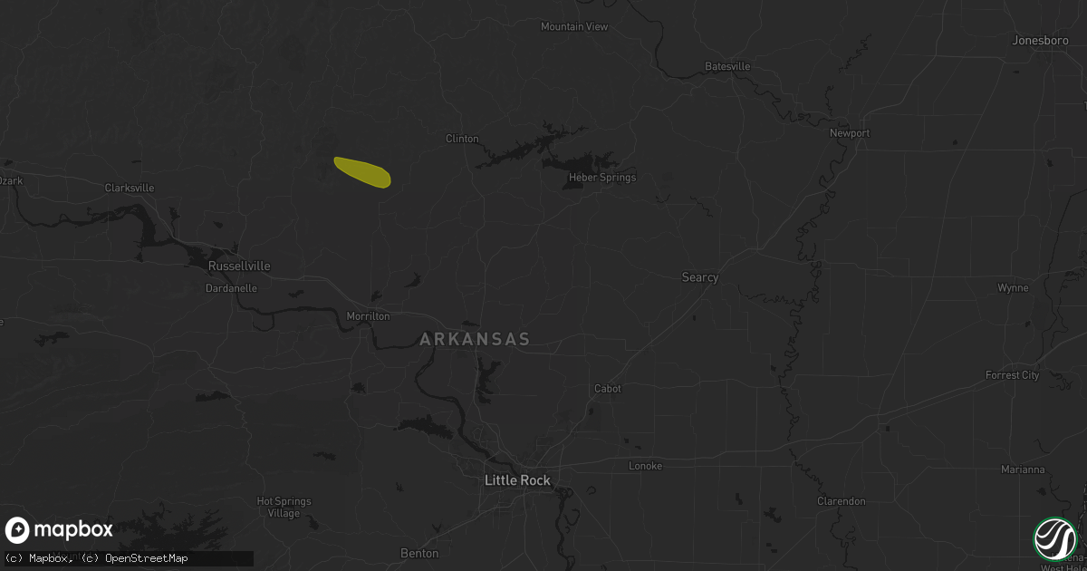 Hail map in Enola, AR on May 10, 2026