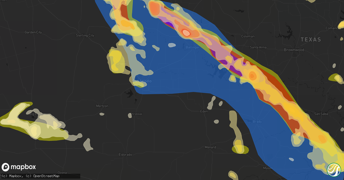 Hail map in Eola, TX on May 10, 2026
