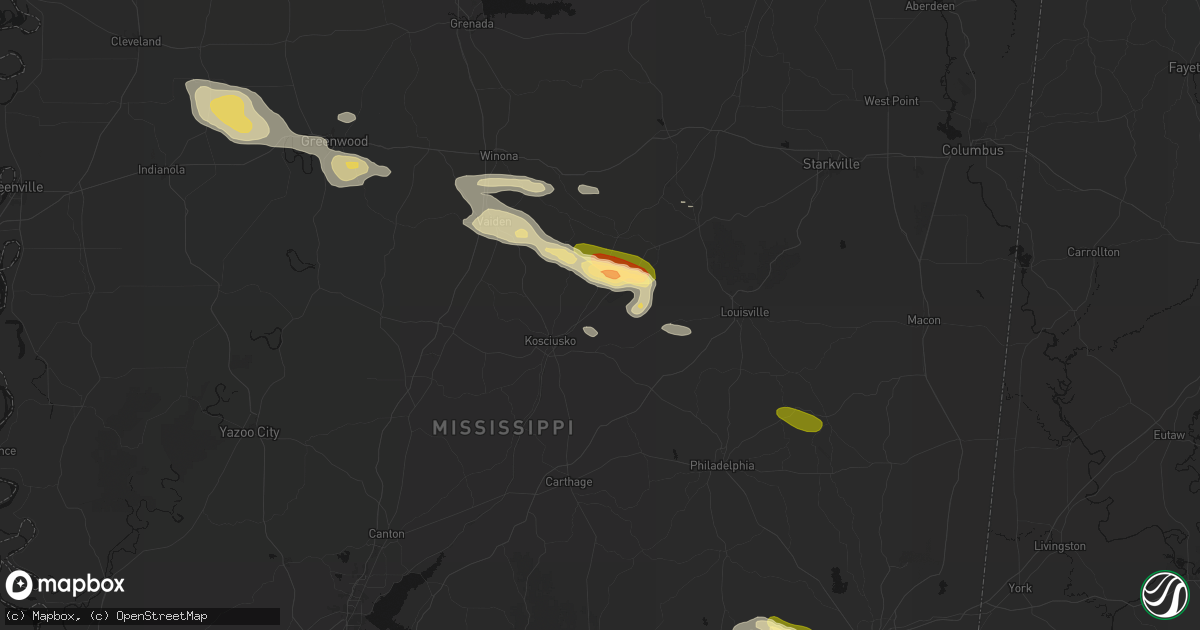Hail map in Ethel, MS on May 10, 2026