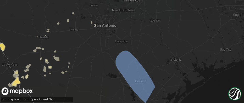 Hail map in Falls City, TX on May 10, 2026