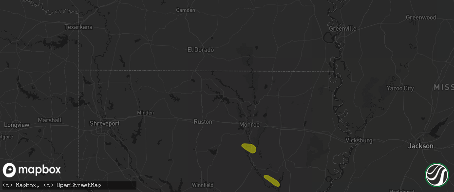 Hail map in Farmerville, LA on May 10, 2026