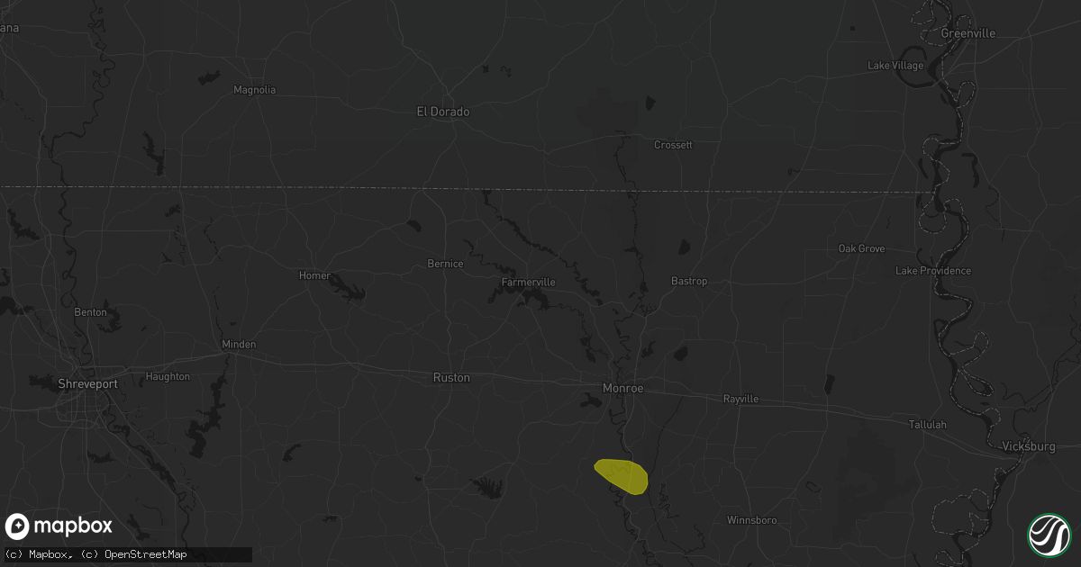 Hail map in Farmerville, LA on May 10, 2026
