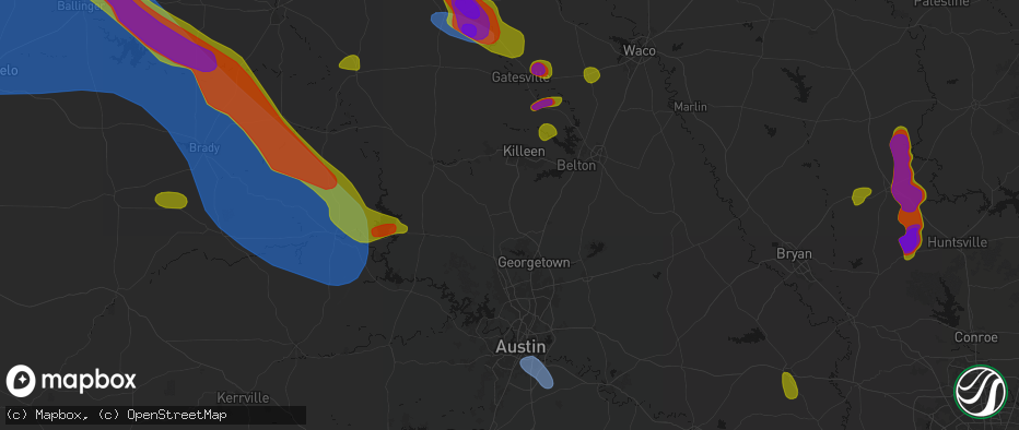 Hail map in Florence, TX on May 10, 2026