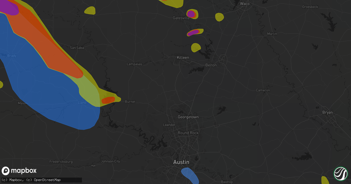 Hail map in Florence, TX on May 10, 2026