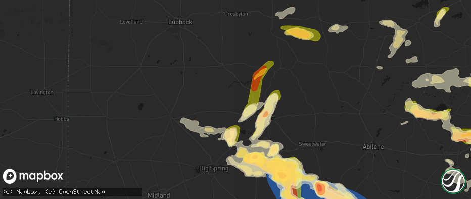 Hail map in Fluvanna, TX on May 10, 2026