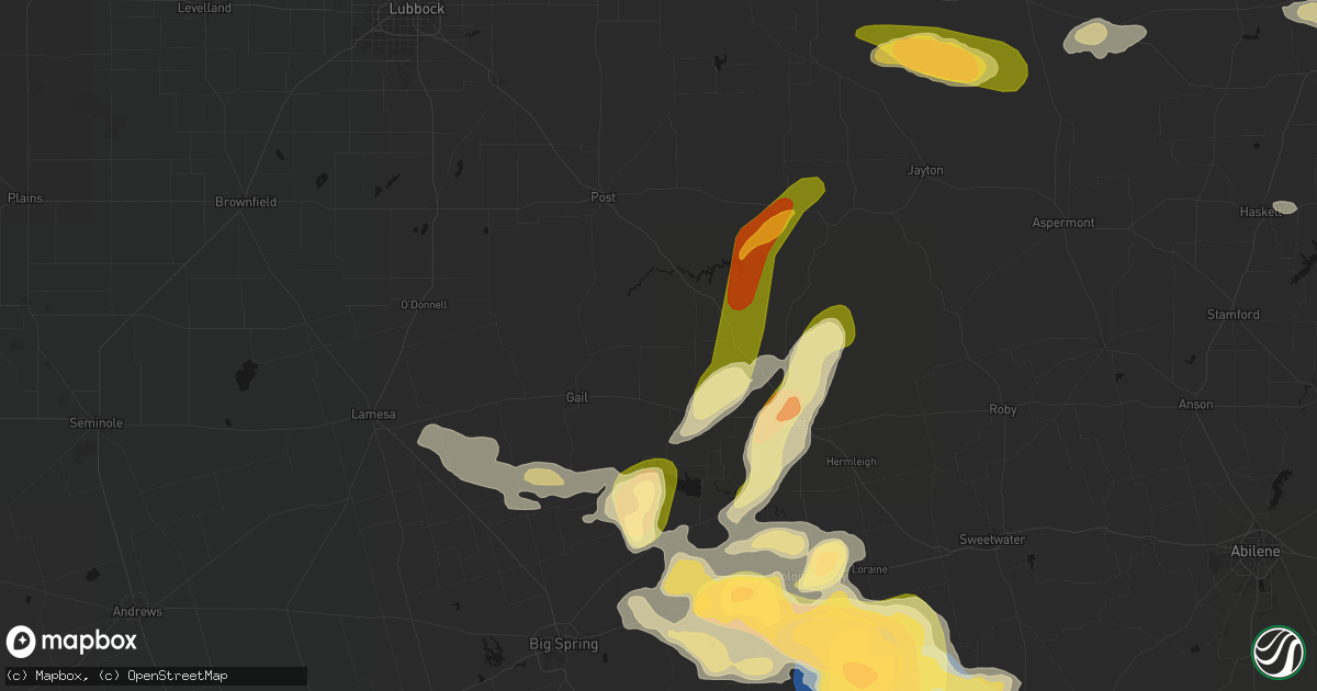 Hail map in Fluvanna, TX on May 10, 2026