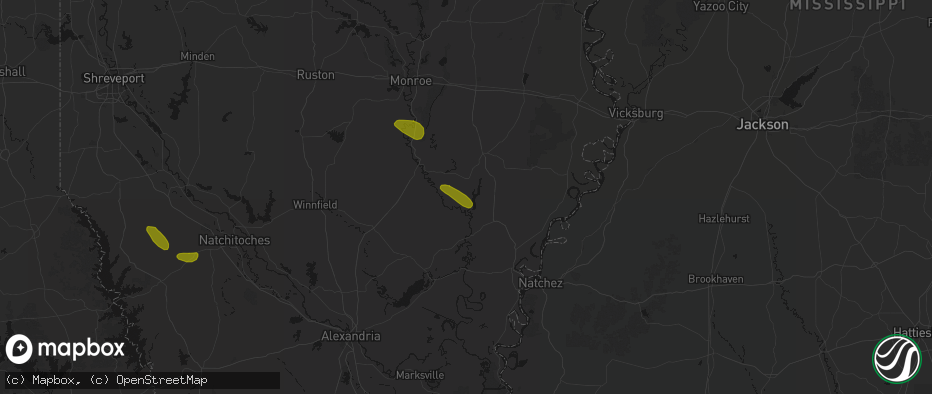 Hail map in Fort Necessity, LA on May 10, 2026