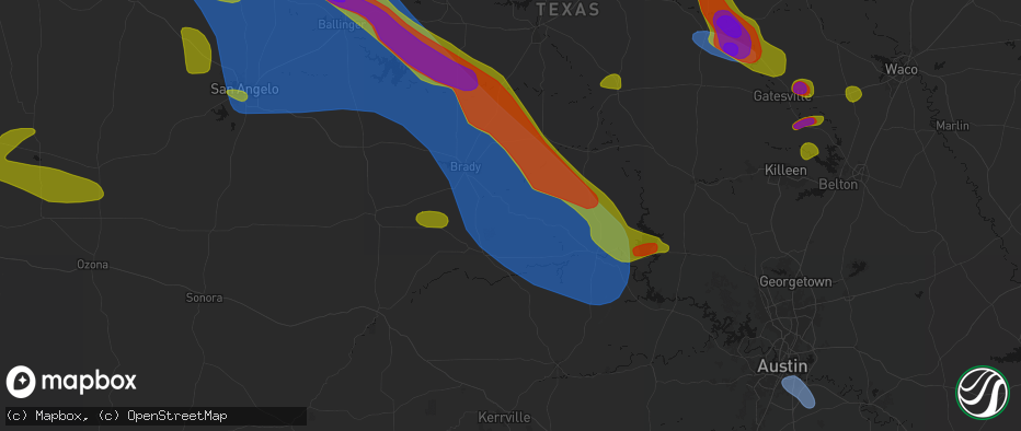 Hail map in Fredonia, TX on May 10, 2026