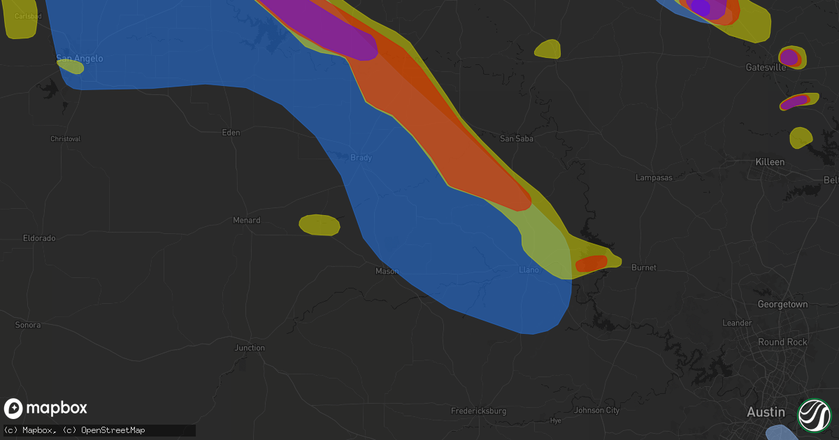 Hail map in Fredonia, TX on May 10, 2026