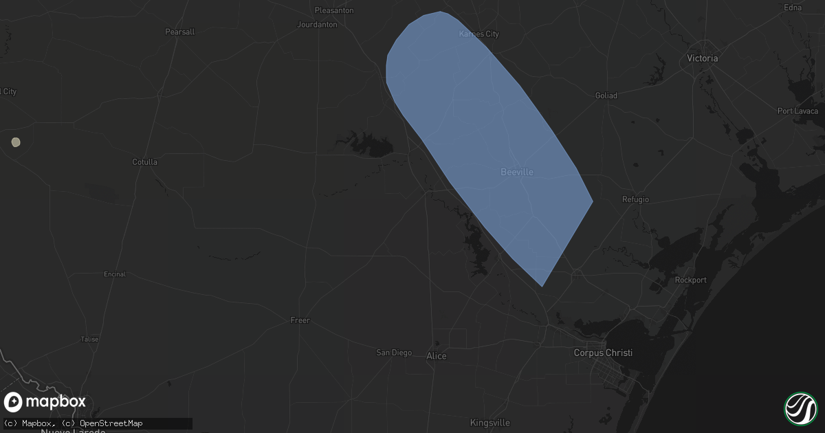 Hail map in George West, TX on May 10, 2026