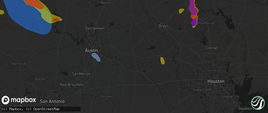 Hail map in Giddings, TX on May 10, 2026