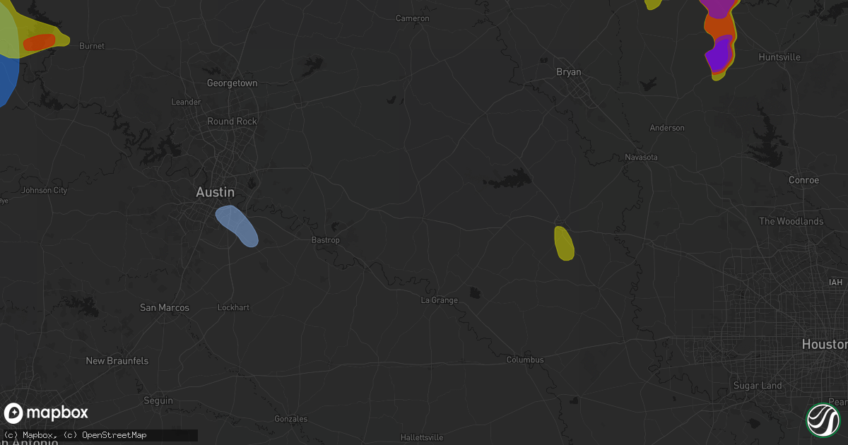 Hail map in Giddings, TX on May 10, 2026