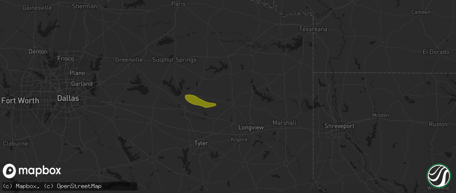 Hail map in Gilmer, TX on May 10, 2026