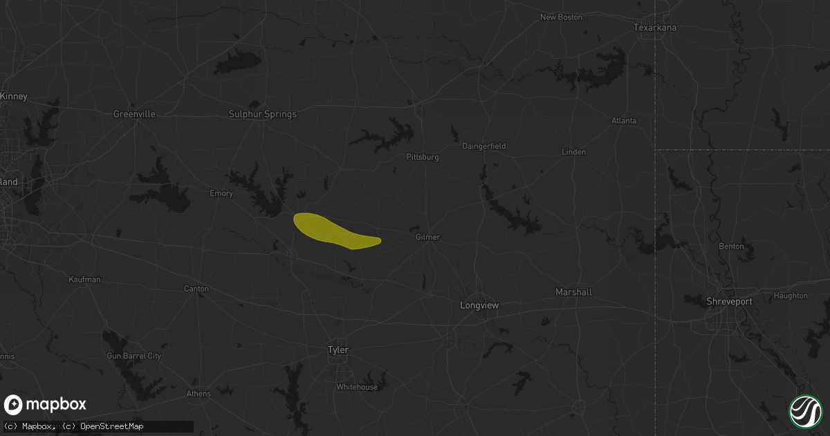 Hail map in Gilmer, TX on May 10, 2026