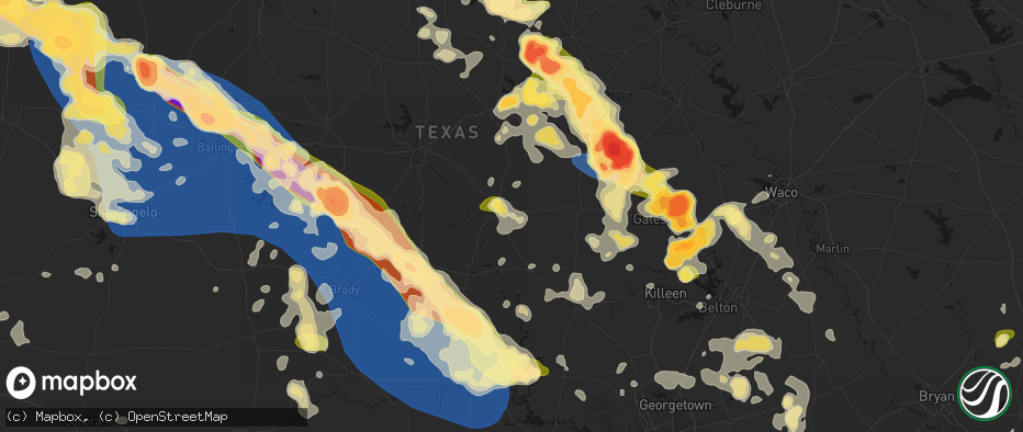 Hail map in Goldthwaite, TX on May 10, 2026