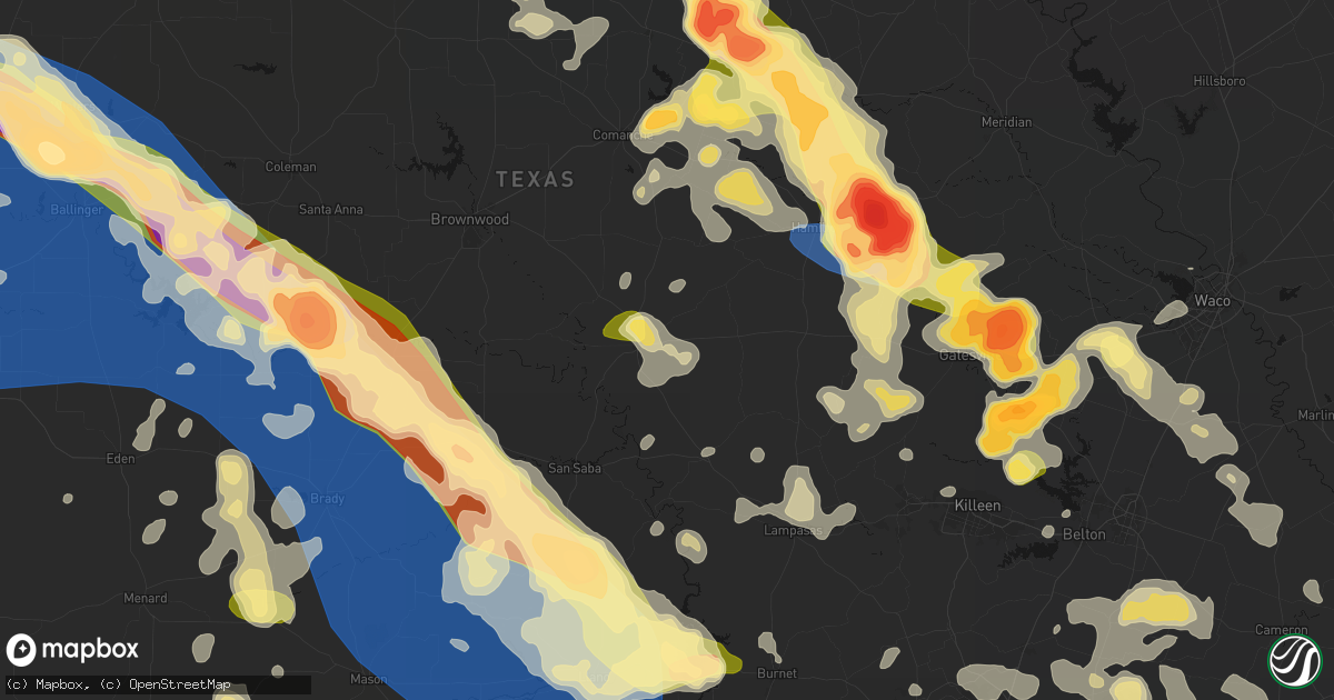 Hail map in Goldthwaite, TX on May 10, 2026
