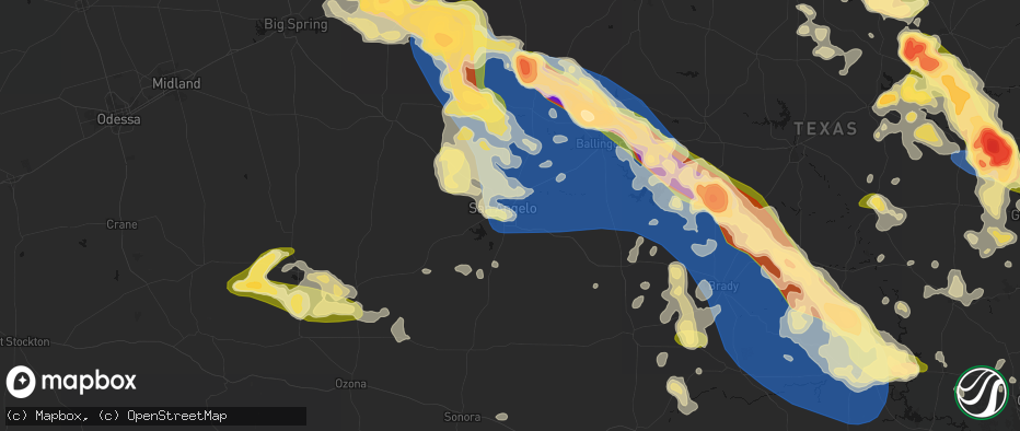 Hail map in Goodfellow Afb, TX on May 10, 2026