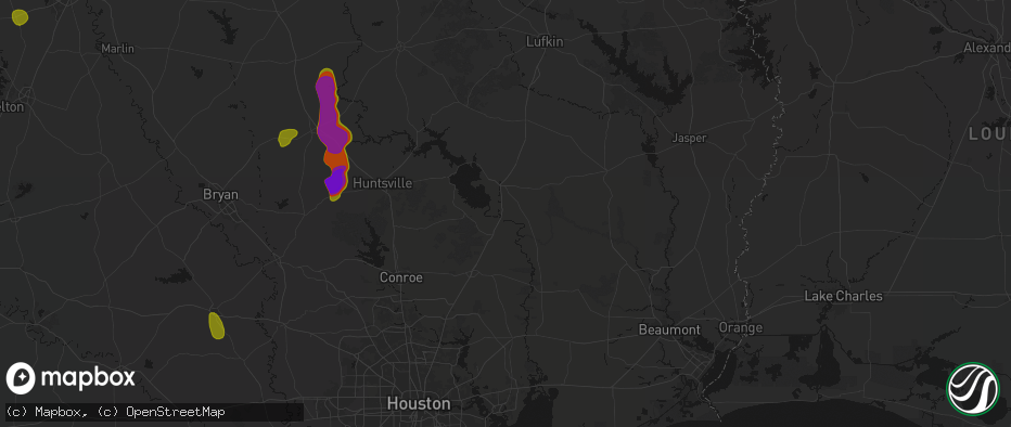 Hail map in Goodrich, TX on May 10, 2026