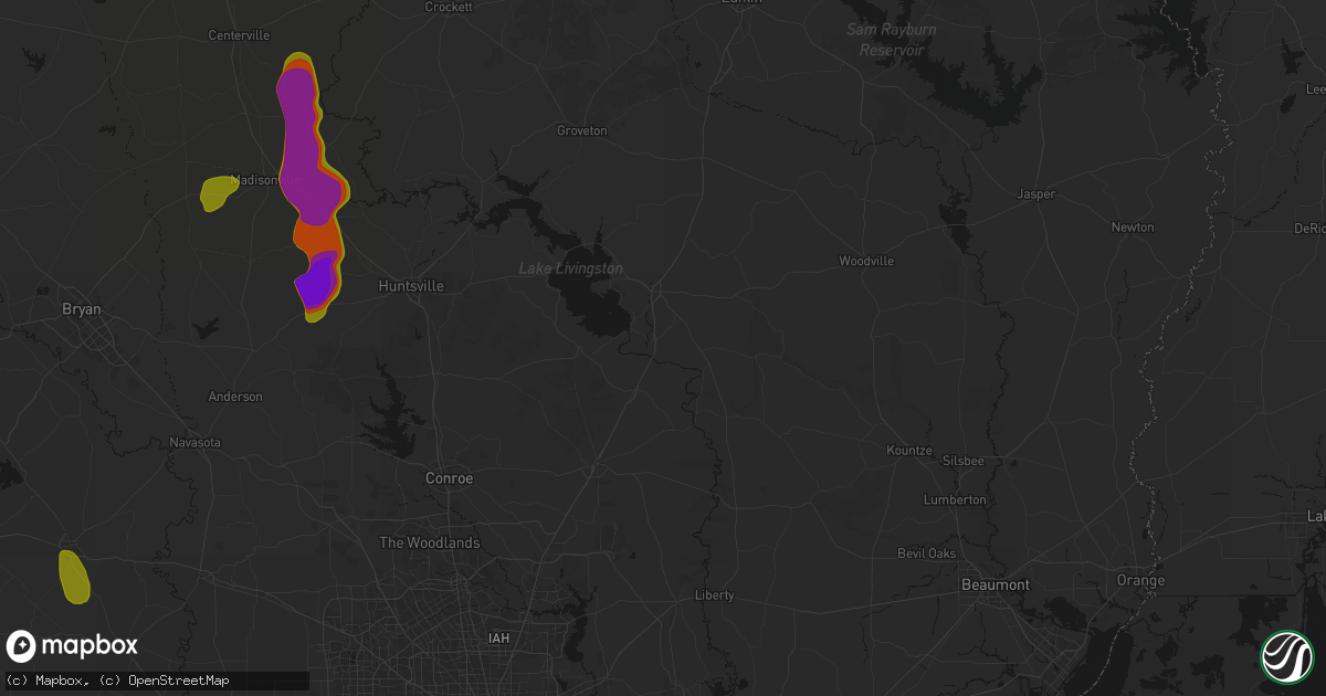 Hail map in Goodrich, TX on May 10, 2026