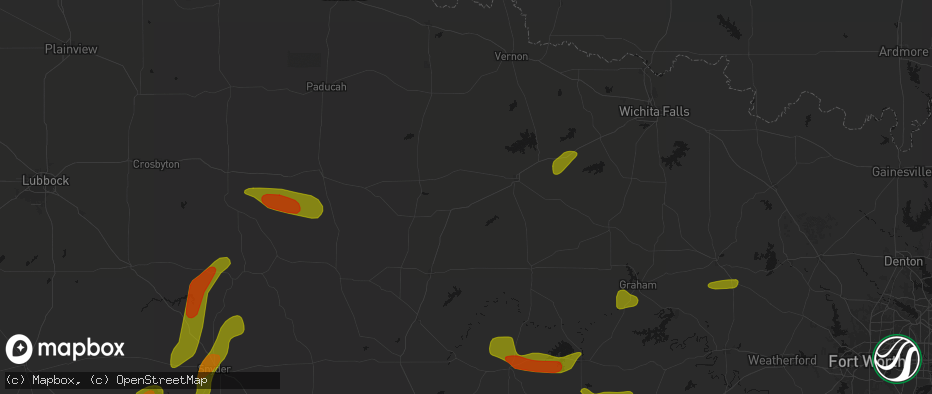 Hail map in Goree, TX on May 10, 2026