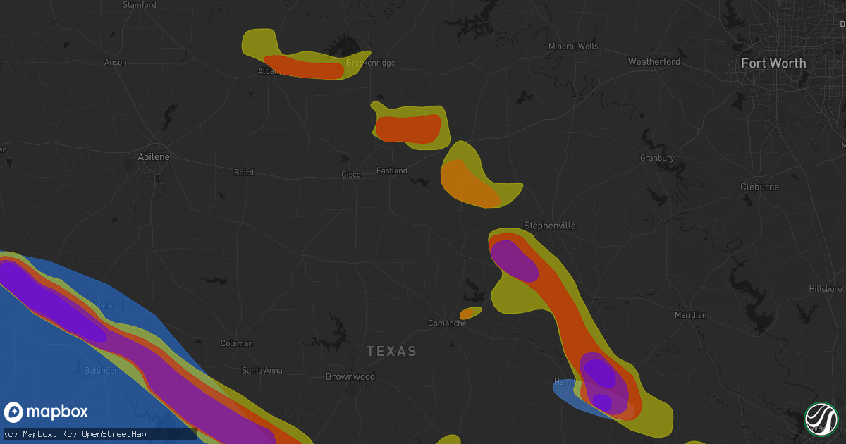 Hail map in Gorman, TX on May 10, 2026