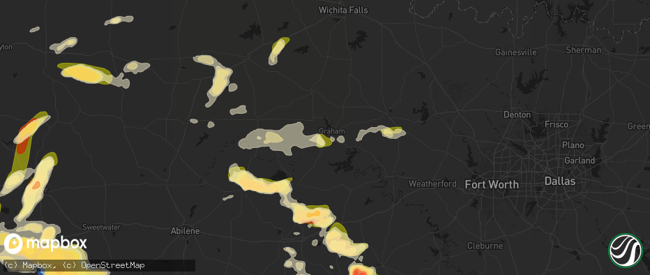 Hail map in Graham, TX on May 10, 2026