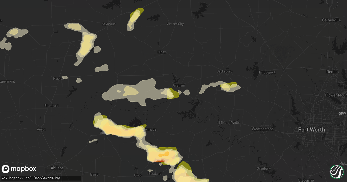 Hail map in Graham, TX on May 10, 2026