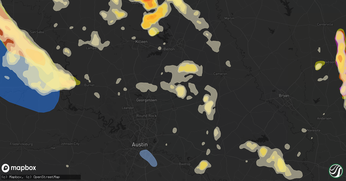 Hail map in Granger, TX on May 10, 2026