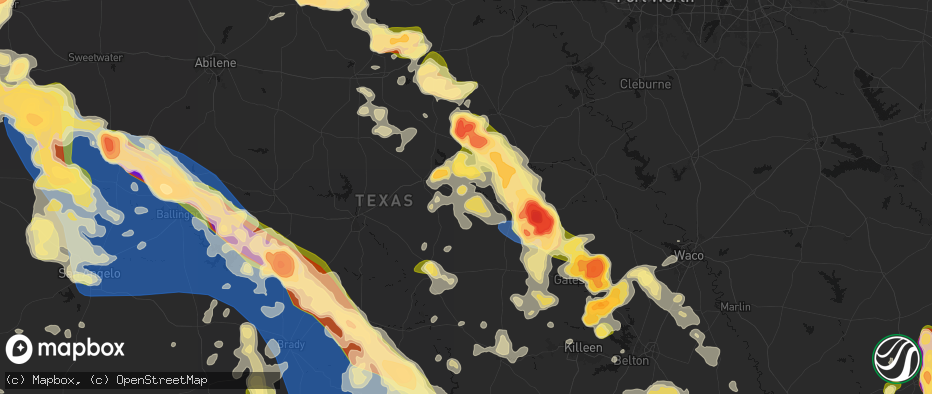 Hail map in Gustine, TX on May 10, 2026