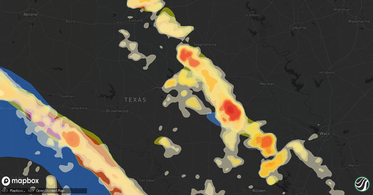 Hail map in Gustine, TX on May 10, 2026