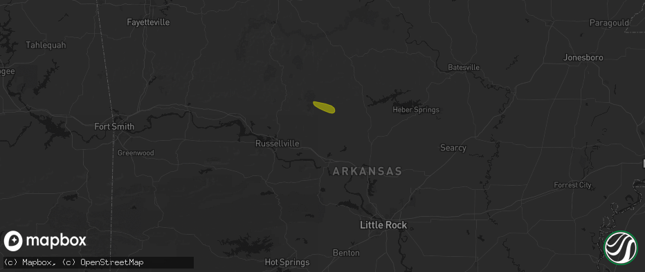 Hail map in Hattieville, AR on May 10, 2026