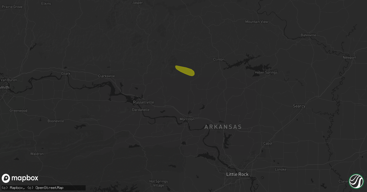 Hail map in Hattieville, AR on May 10, 2026
