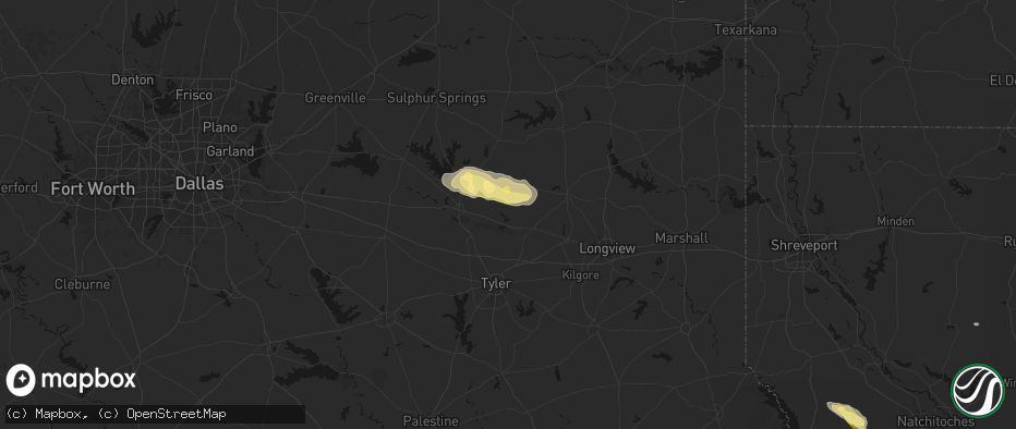 Hail map in Hawkins, TX on May 10, 2026
