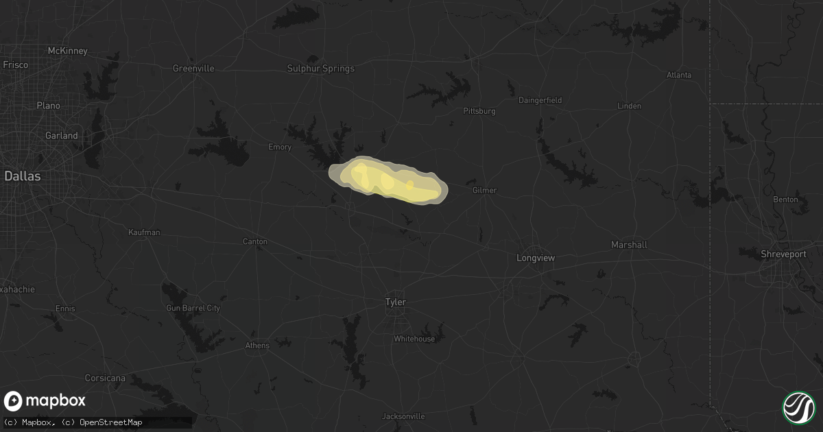 Hail map in Hawkins, TX on May 10, 2026