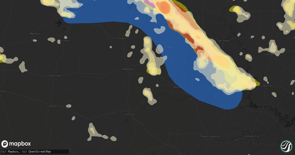 Hail map in Hext, TX on May 10, 2026