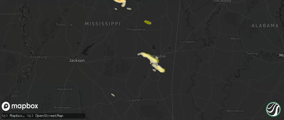 Hail map in Hickory, MS on May 10, 2026