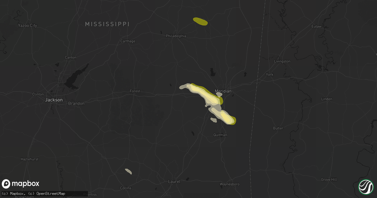 Hail map in Hickory, MS on May 10, 2026