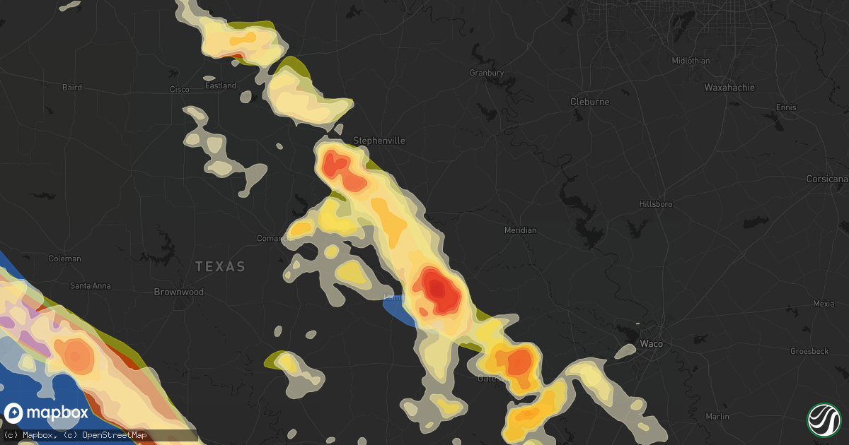 Hail map in Hico, TX on May 10, 2026